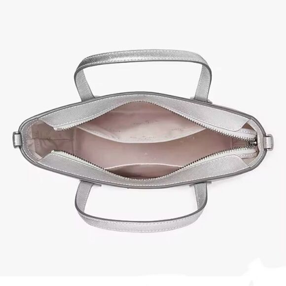 KATE SPADE Silver Glimmer Satchel Crossbody Bag Purse - Picture 11 of 13